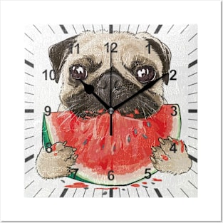 Pug clock Posters and Art